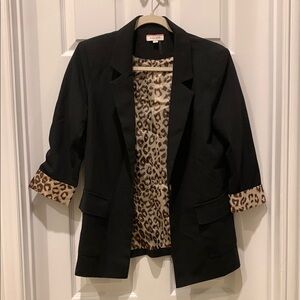 Black Leopard Lined Women's Blazer